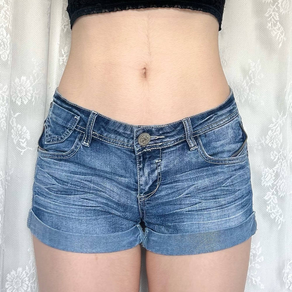 Trashy Y2K 2000s Blue Denim Mini Shorts
